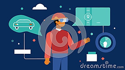 Safety Feature Simulation A designer testing and visualizing safety features like airbags and sensors in an AR Stock Photo