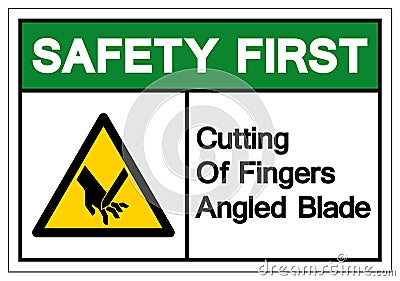 Safety First Cutting Of Fingers Angled Blade Symbol Sign, Vector Illustration, Isolate On White Background Label .EPS10 Vector Illustration