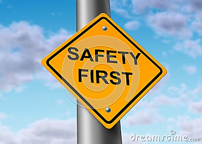 Safety First road street sign symbol Stock Photo