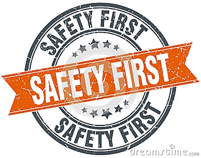 safety first stamp Vector Illustration
