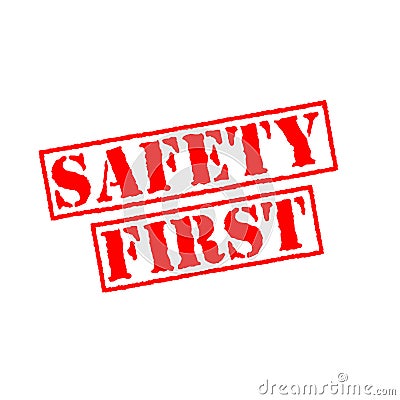 Safety first rubber stamp Cartoon Illustration