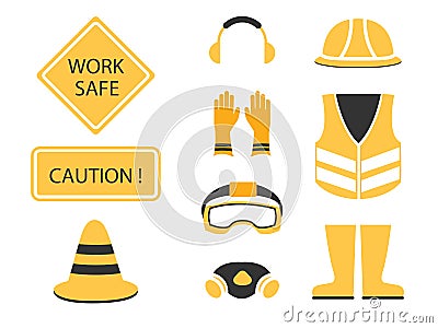 Safety first set and under construction symbol Vector Illustration