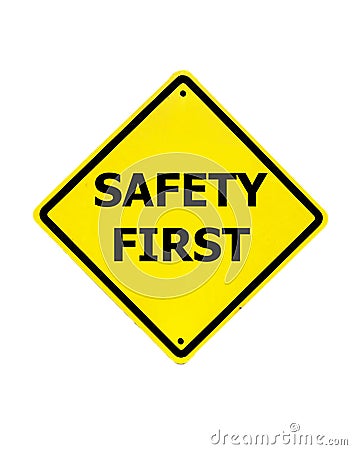 Safety First sign on a white Stock Photo