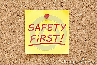Safety First Sticky Note Stock Photo