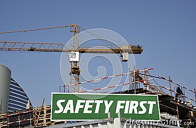 Safety First Warning Sign Editorial Stock Photo