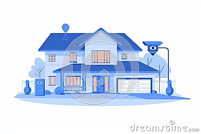 Safety-focused content distribution on digital platforms integrates smart algorithms with camera monitoring and safeguarding. Cartoon Illustration