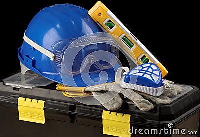 Safety gear kit Stock Photo