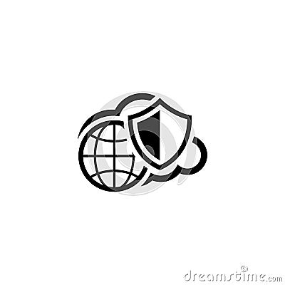 Safety Global Cloud Icon. Flat Design Stock Photo
