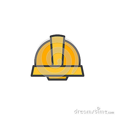 Safety helmet filled outline icon Vector Illustration