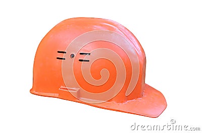 Safety helmet on white background. Red Saviour Tough Hat. Headwear and workwear concept Stock Photo