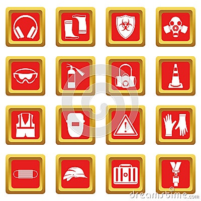 Safety icons set red Vector Illustration