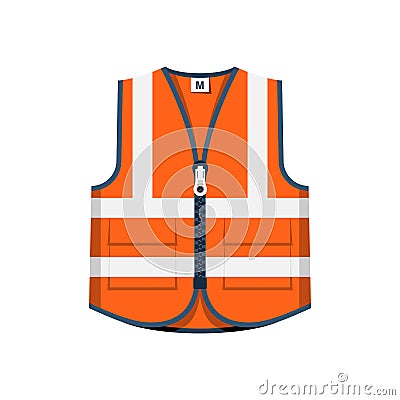 Safety jacket flat icon. Orange emergency vest. Special uniform. Vector Illustration