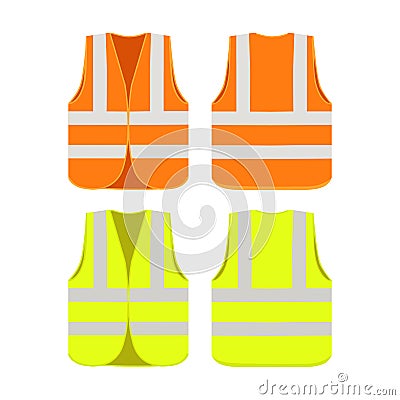 Safety jacket security isolated on white background. Yellow visible vest for safety. Vector Illustration