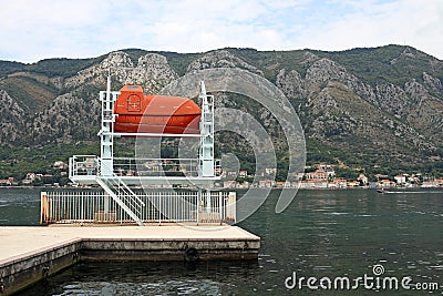 Safety lifeboat Kotor bay Stock Photo