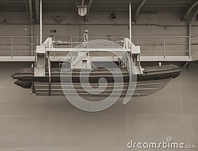 Safety lifeboat on ship Stock Photo