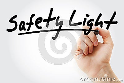 Safety Light text with marker Stock Photo