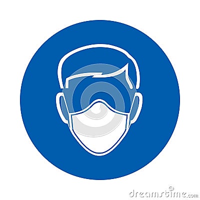 Safety mask must be worn sign or symbol. M016. Standard ISO 7010. Vector design isolated on white background Vector Illustration
