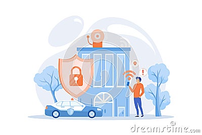 Safety measures, unauthorized access prevention. Security systems design, optimal building security solutions, Vector Illustration