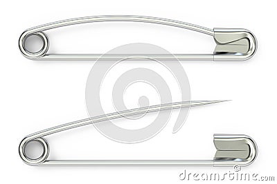 Safety pins, 3D rendering Stock Photo