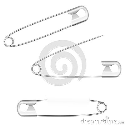 Safety Pins Open Closed Pierced Clasp Cartoon Illustration