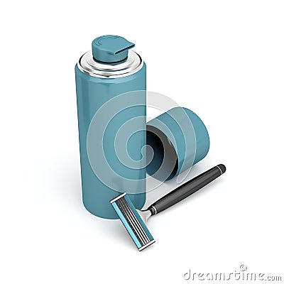 Safety razor and shaving foam Stock Photo