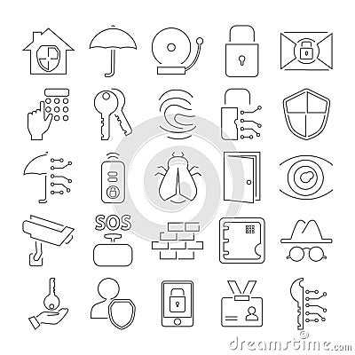 Safety and security line icons set for web and mobile design Stock Photo