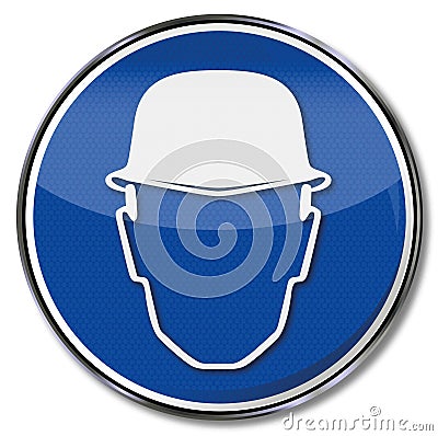 Safety sign helmet at work Vector Illustration