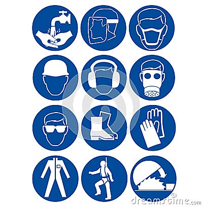 Safety signs at work Stock Photo