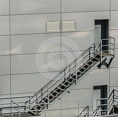 Safety staircases in the back part of an industrial ship Stock Photo