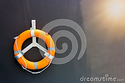 safety torus with gray background,Help the victims of drowning Stock Photo