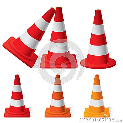 Safety Traffic Cones Vector Illustration