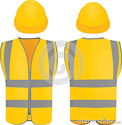 Safety vest and helmet Vector Illustration