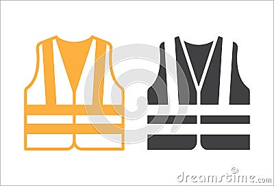 High visibility jacket symbol. Protective safety clothing with reflective stripes Vector Illustration