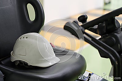 Safety white helmet used Stock Photo