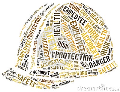 Safety at work concept. Word cloud illustration. Cartoon Illustration