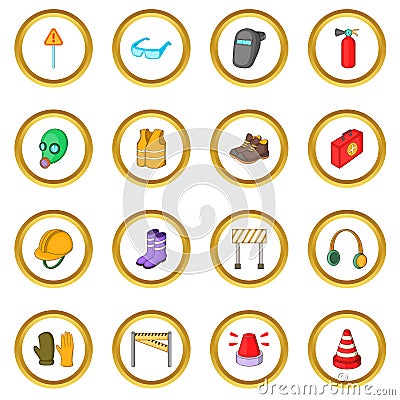 Safety work icons circle Vector Illustration