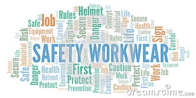 Safety Workwear word cloud. Stock Photo