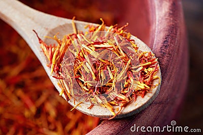 Safflower petals Saffron substitute Stock Photo