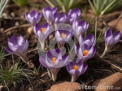 Saffron (Crocus sativus) in the garden Stock Photo