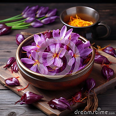 Saffron flowers Stock Photo