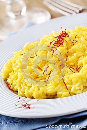 Saffron risotto Stock Photo