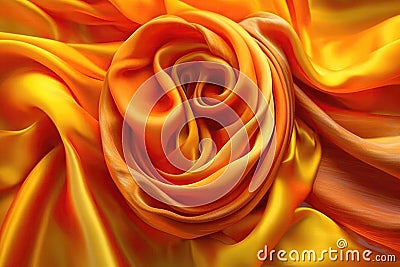 Saffroncolored Fabric Flowing In The Wind, Vibrant And Elegant. Generative AI Stock Photo