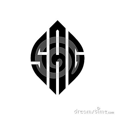 SAG circle letter logo design with circle and ellipse shape. SAG ellipse letters with typographic style. The three initials form a Vector Illustration