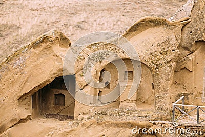 Sagarejo Municipality, Kakheti Region, Georgia. Ancient Rock-hewn Georgian Orthodox David Gareja Monastery Complex. Stock Photo