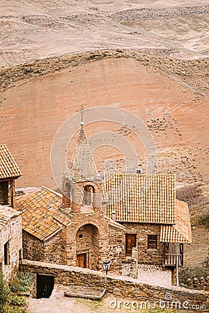 Sagarejo Municipality, Kakheti Region, Georgia. Ancient Rock-hewn Georgian Orthodox David Gareja Monastery Complex Stock Photo