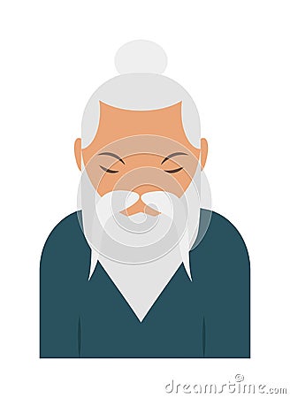 Sage elder yoga pranayama old Hindu man vector. Vector Illustration