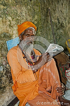 A Sage at Haridwar, India Editorial Stock Photo
