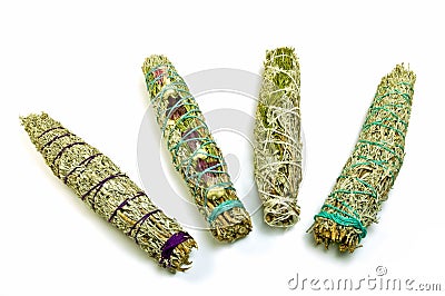 Sage smudge sticks isolated on white background Stock Photo