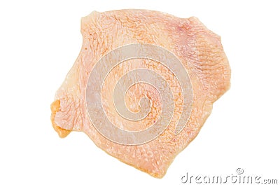 Saggy chicken skin removed from breast meat Stock Photo