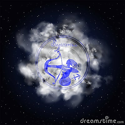 Sagittarius Astrology constellation of the zodiac smoke Vector Illustration